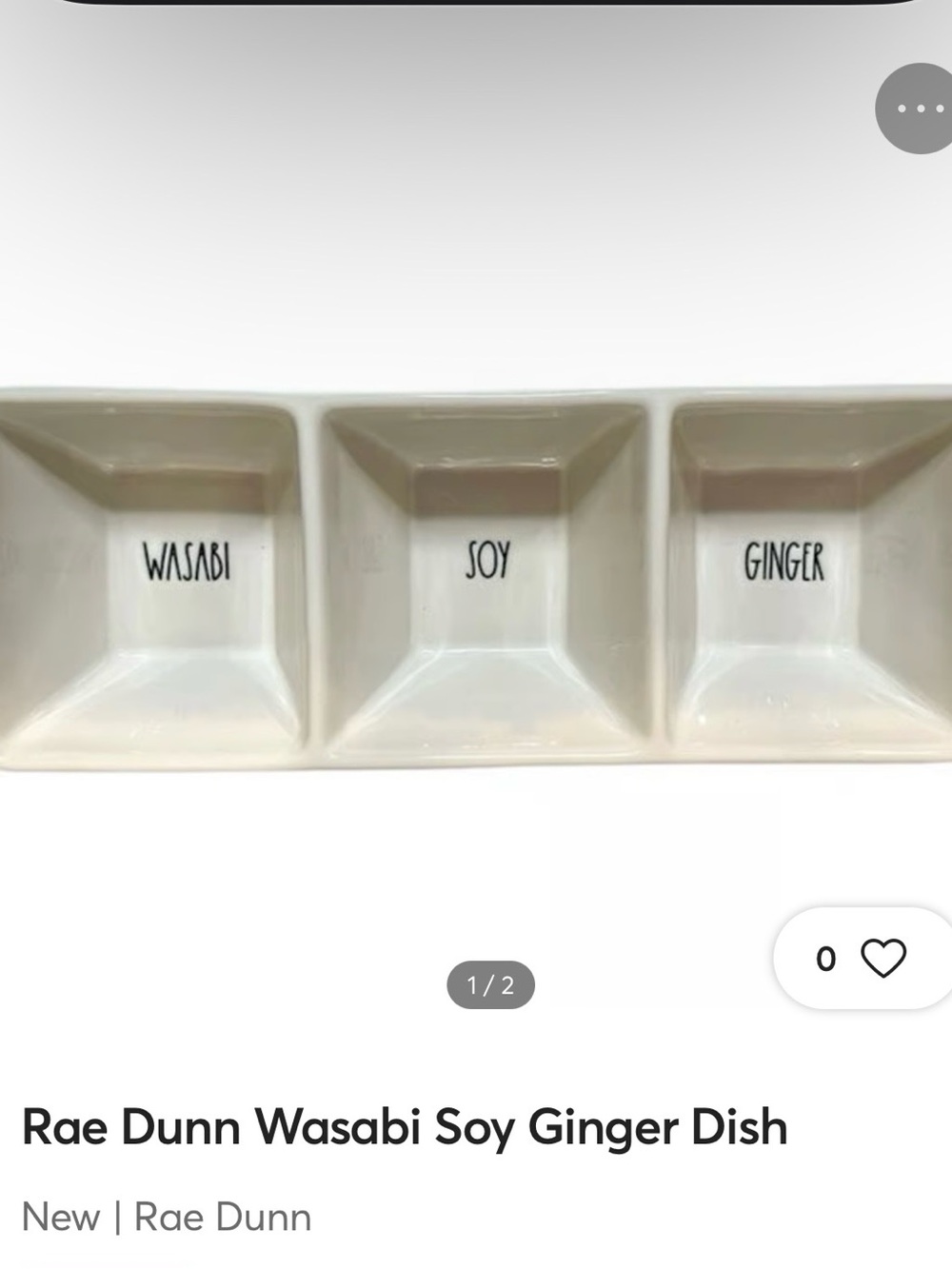 Rae Dunn Ceramic 3-Compartment Condiment Tray - Wasabi Joy Ginger